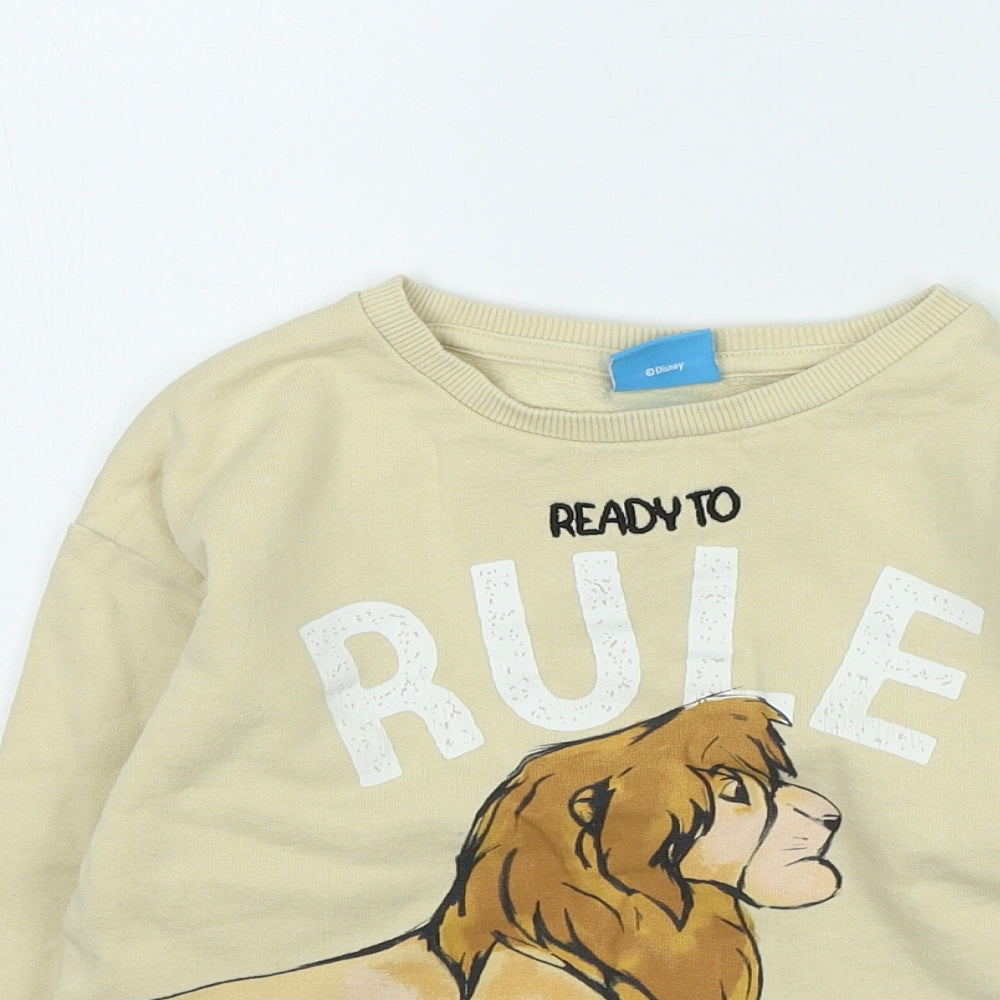 TU Girls Beige Cotton Pullover Sweatshirt Size 5-6 Years Pullover - The Lion King