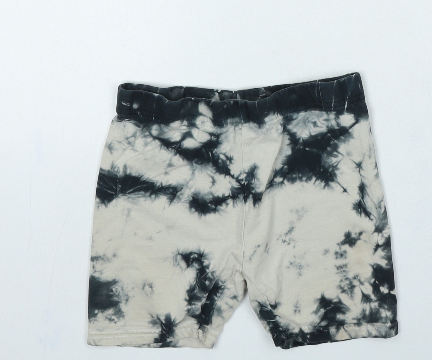 NEXT Girls Grey Geometric Cotton Sweat Shorts Size 7 Years Regular - Tie Dye