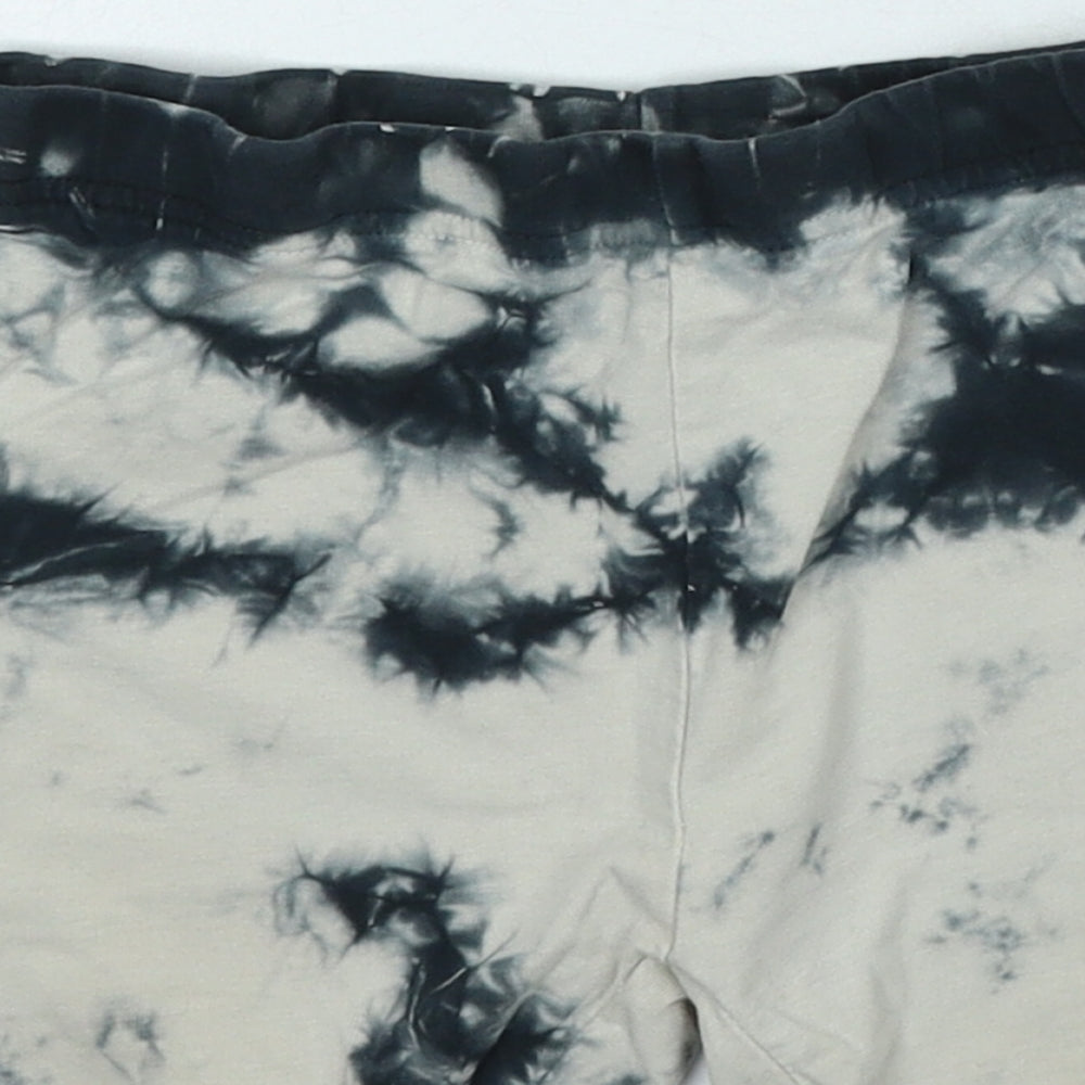 NEXT Girls Grey Geometric Cotton Sweat Shorts Size 7 Years Regular - Tie Dye