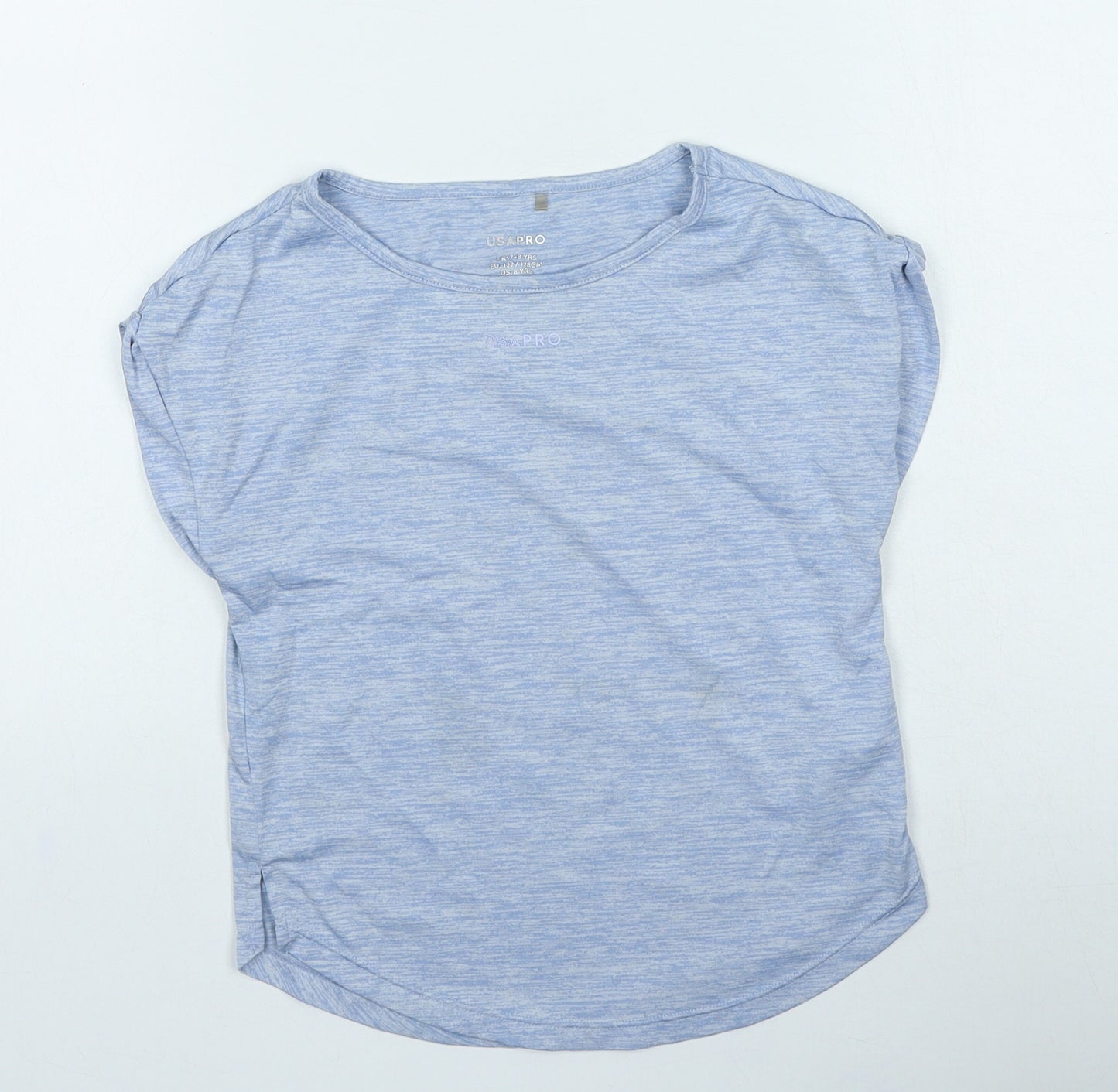 USA Pro Girls Blue Polyester Basic Casual Size 7-8 Years Round Neck Pullover