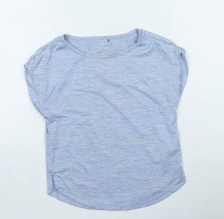 USA Pro Girls Blue Polyester Basic Casual Size 7-8 Years Round Neck Pullover
