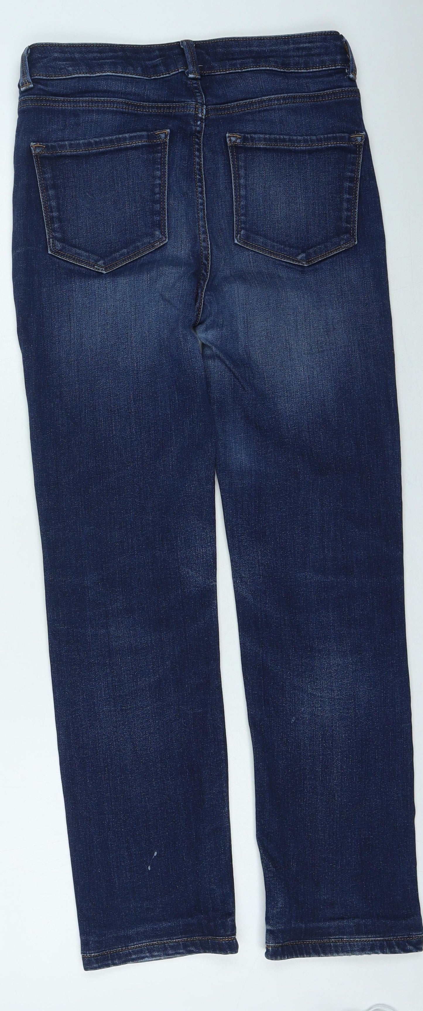 Marks and Spencer Womens Blue Cotton Straight Jeans Size 8 L28 in Regular Button