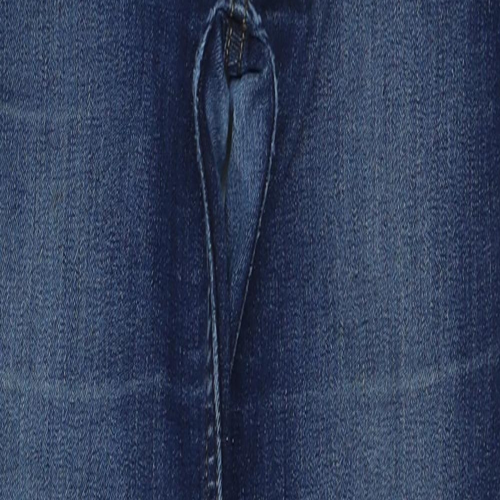 Marks and Spencer Womens Blue Cotton Straight Jeans Size 8 L28 in Regular Button