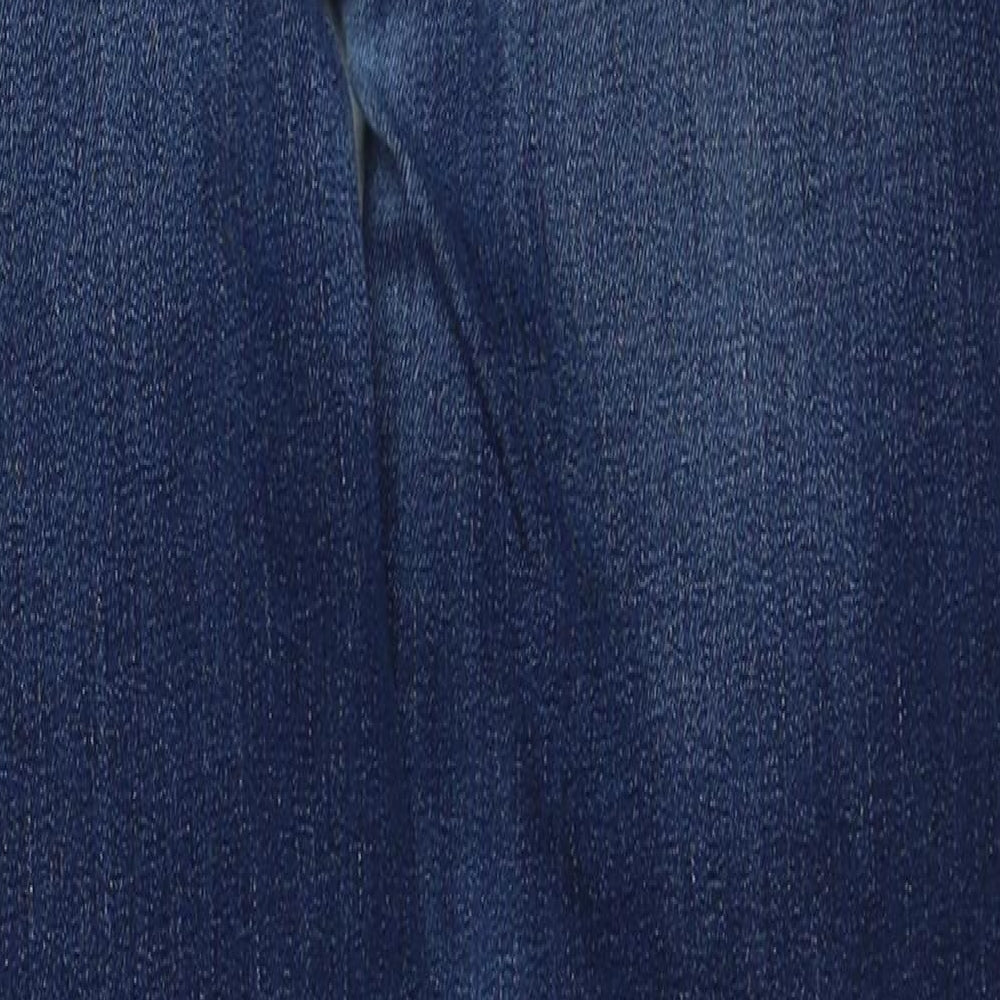 Marks and Spencer Womens Blue Cotton Straight Jeans Size 8 L28 in Regular Button
