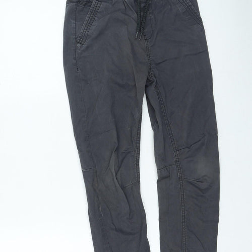 NEXT Boys Grey Cotton Cargo Trousers Size 9 Months Regular Tie