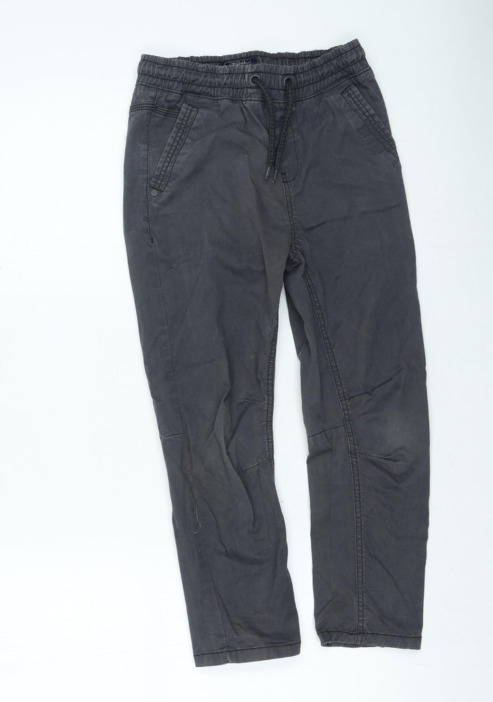 NEXT Boys Grey Cotton Cargo Trousers Size 9 Months Regular Tie