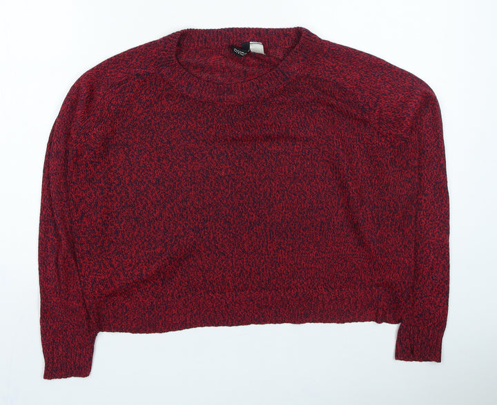 H&M Womens Red Round Neck Acrylic Pullover Jumper Size S