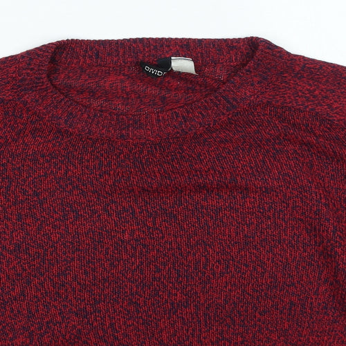 H&M Womens Red Round Neck Acrylic Pullover Jumper Size S