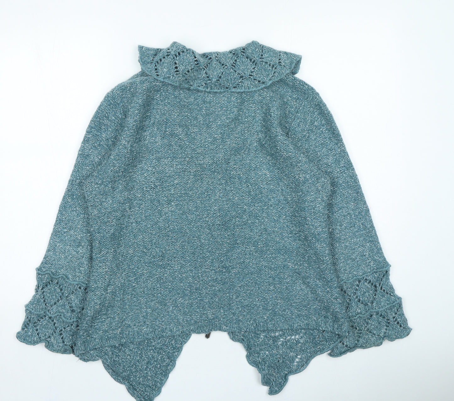 Chia Womens Green Collared Acrylic Cardigan Jumper Size L
