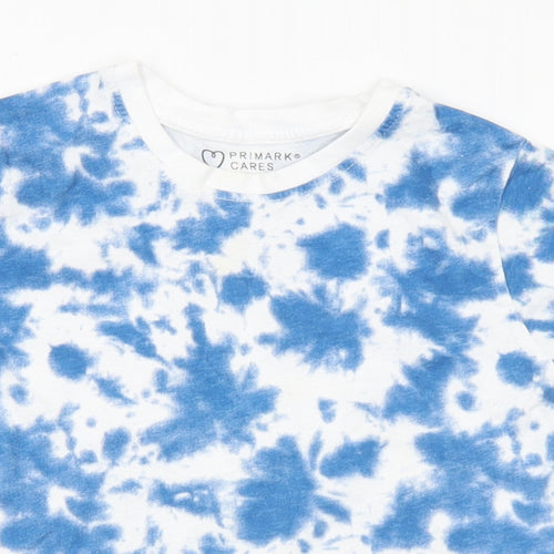 Primark Boys Blue Cotton Basic T-Shirt Size 2-3 Years Crew Neck - Tie Dye Effect