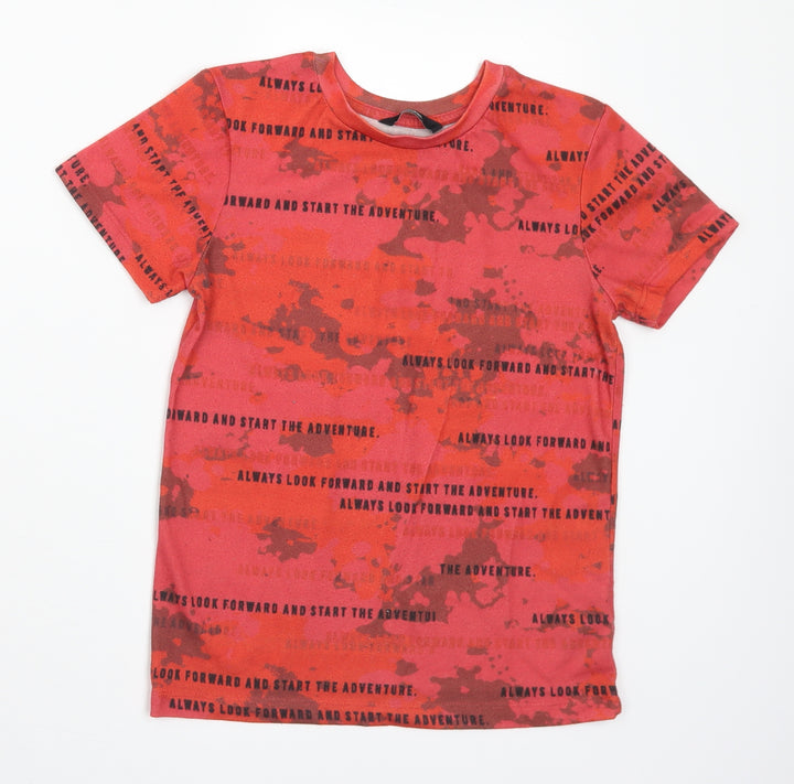 George Boys Red Camouflage Polyester Basic T-Shirt Size 9-10 Years Crew Neck - Slogan