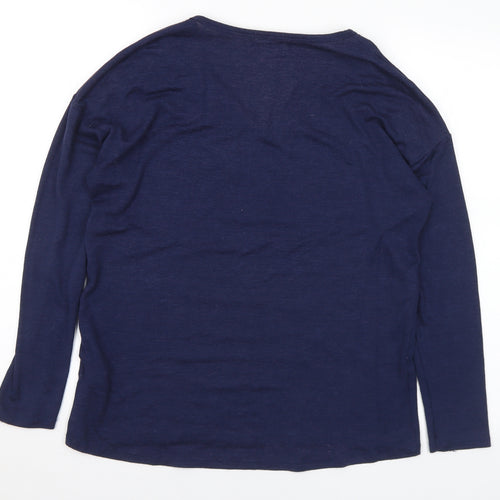 Papaya Womens Blue V-Neck Viscose Pullover Jumper Size 10