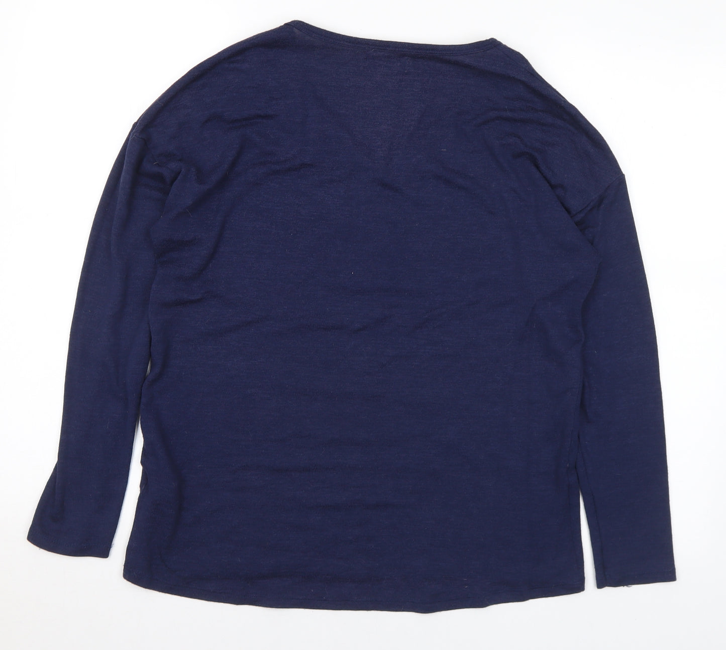 Papaya Womens Blue V-Neck Viscose Pullover Jumper Size 10