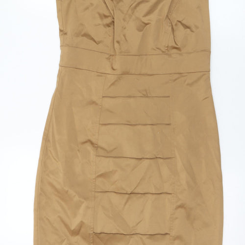 Beatrice Womens Brown Polyamide Shift Size 10 Round Neck Zip