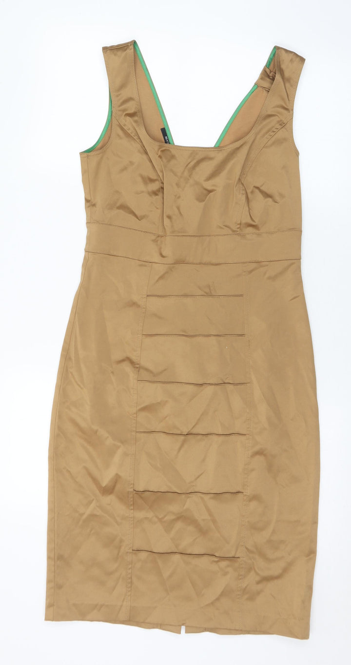 Beatrice Womens Brown Polyamide Shift Size 10 Round Neck Zip