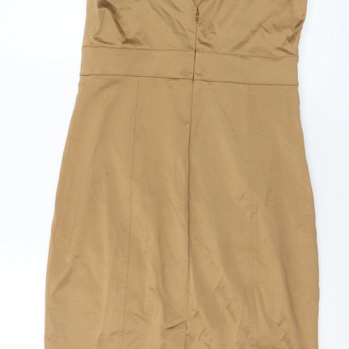 Beatrice Womens Brown Polyamide Shift Size 10 Round Neck Zip