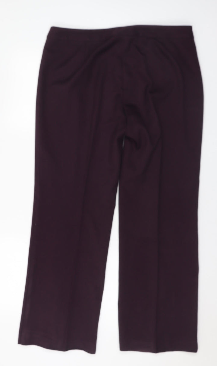 EWM Womens Purple Polyester Trousers Size 16 L29 in Regular Button