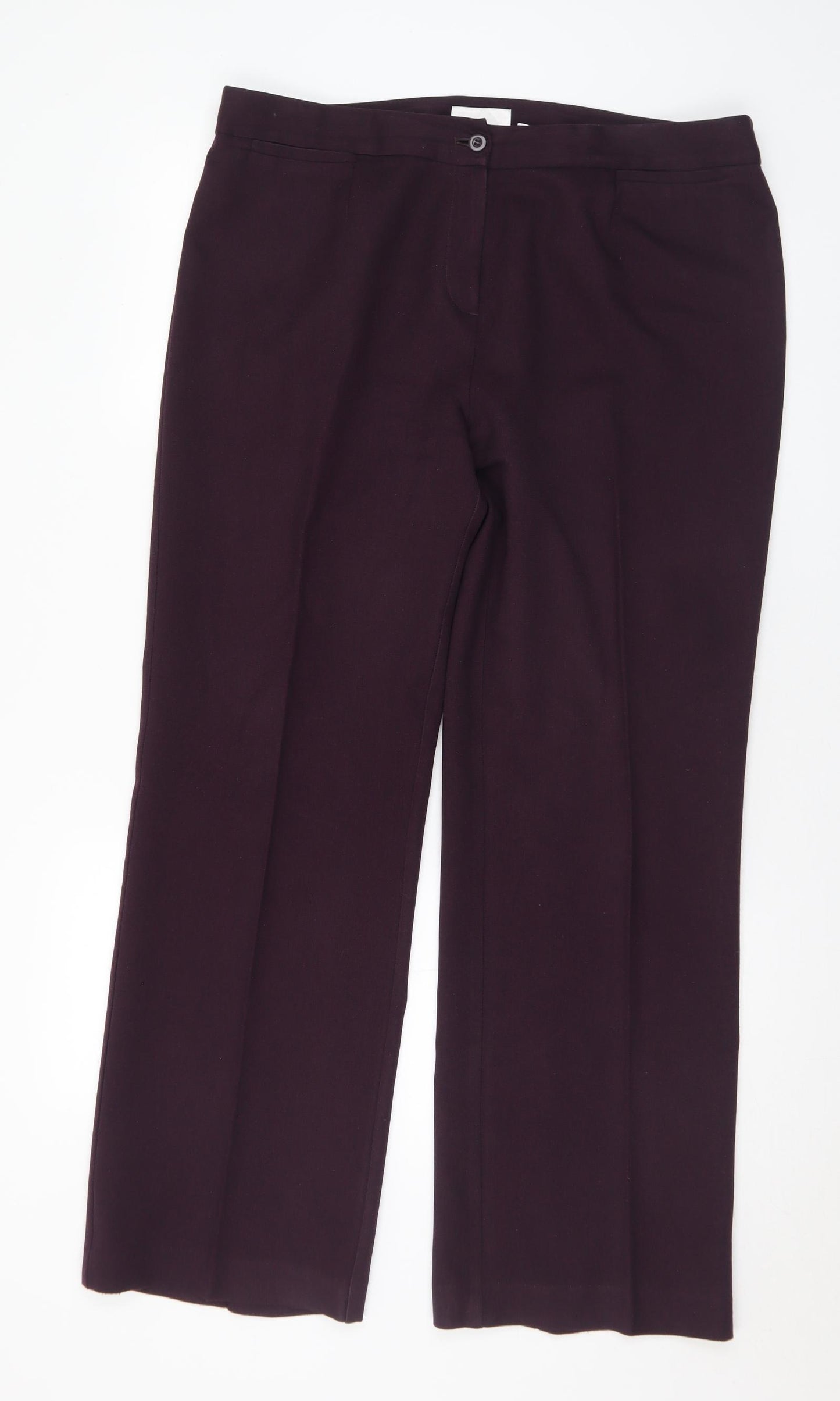 EWM Womens Purple Polyester Trousers Size 16 L29 in Regular Button