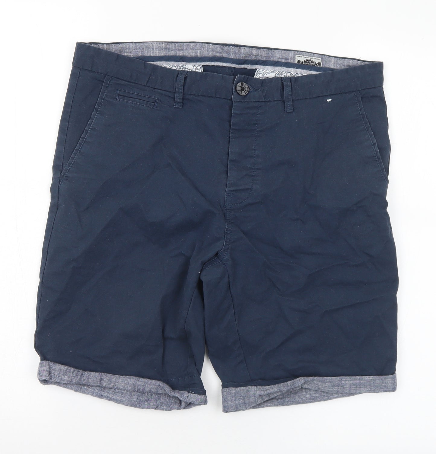 Denim & Co. Mens Blue Cotton Chino Shorts Size 34 in L8 in Regular Button