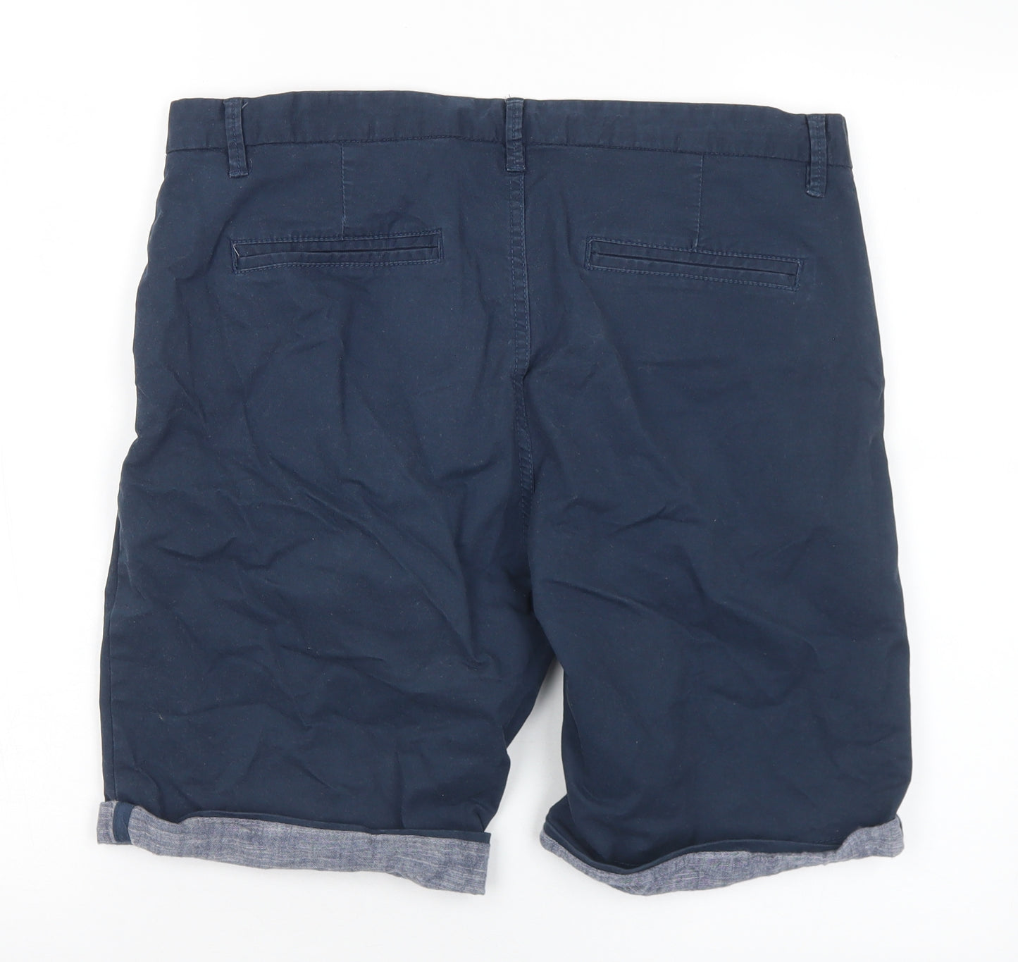 Denim & Co. Mens Blue Cotton Chino Shorts Size 34 in L8 in Regular Button