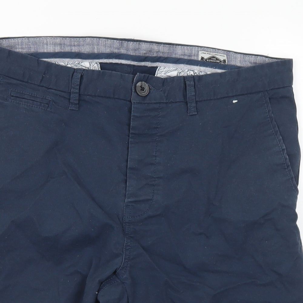 Denim & Co. Mens Blue Cotton Chino Shorts Size 34 in L8 in Regular Button
