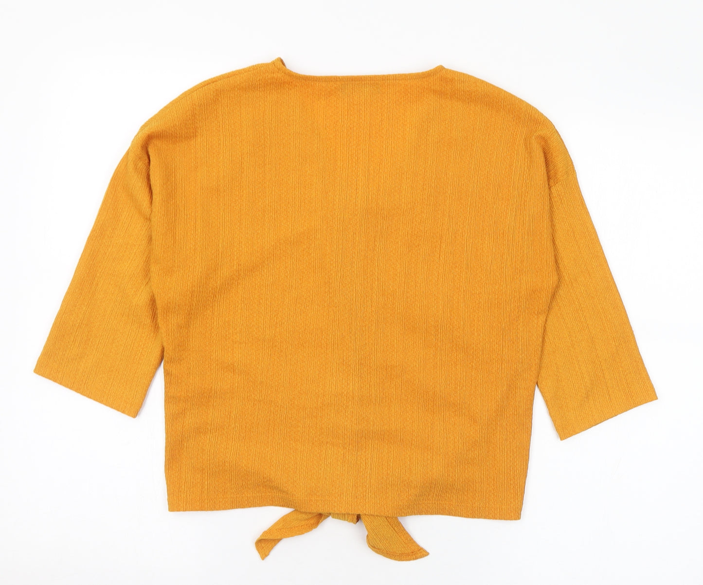Papaya Womens Yellow Polyester Basic Blouse Size 10 V-Neck