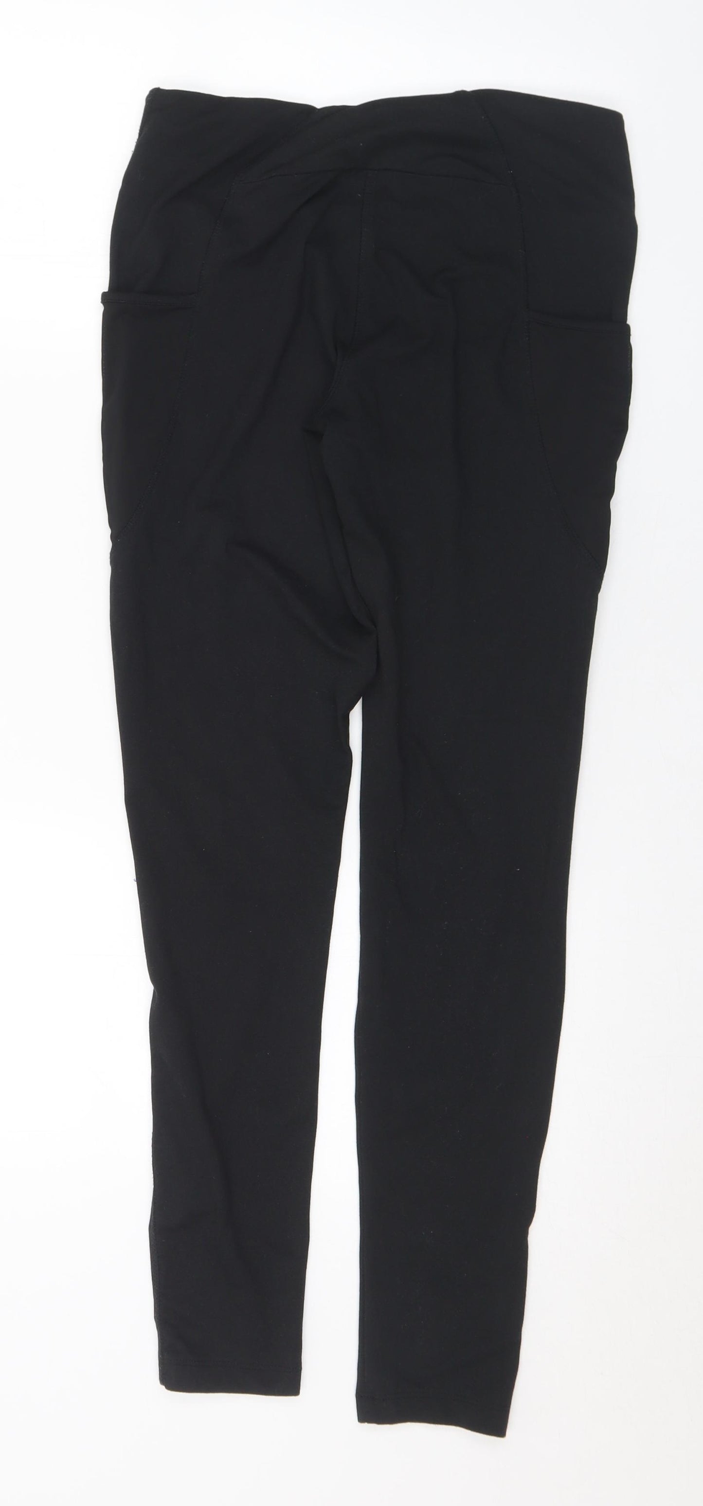 Workout Womens Black Polyester Pedal Pusher Leggings Size 10 L29 in Regular - 10-12