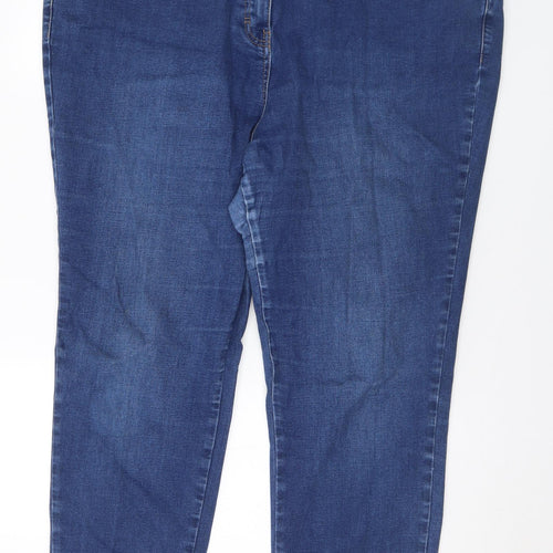 TU Womens Blue Cotton Skinny Jeans Size 22 L30 in Regular Button