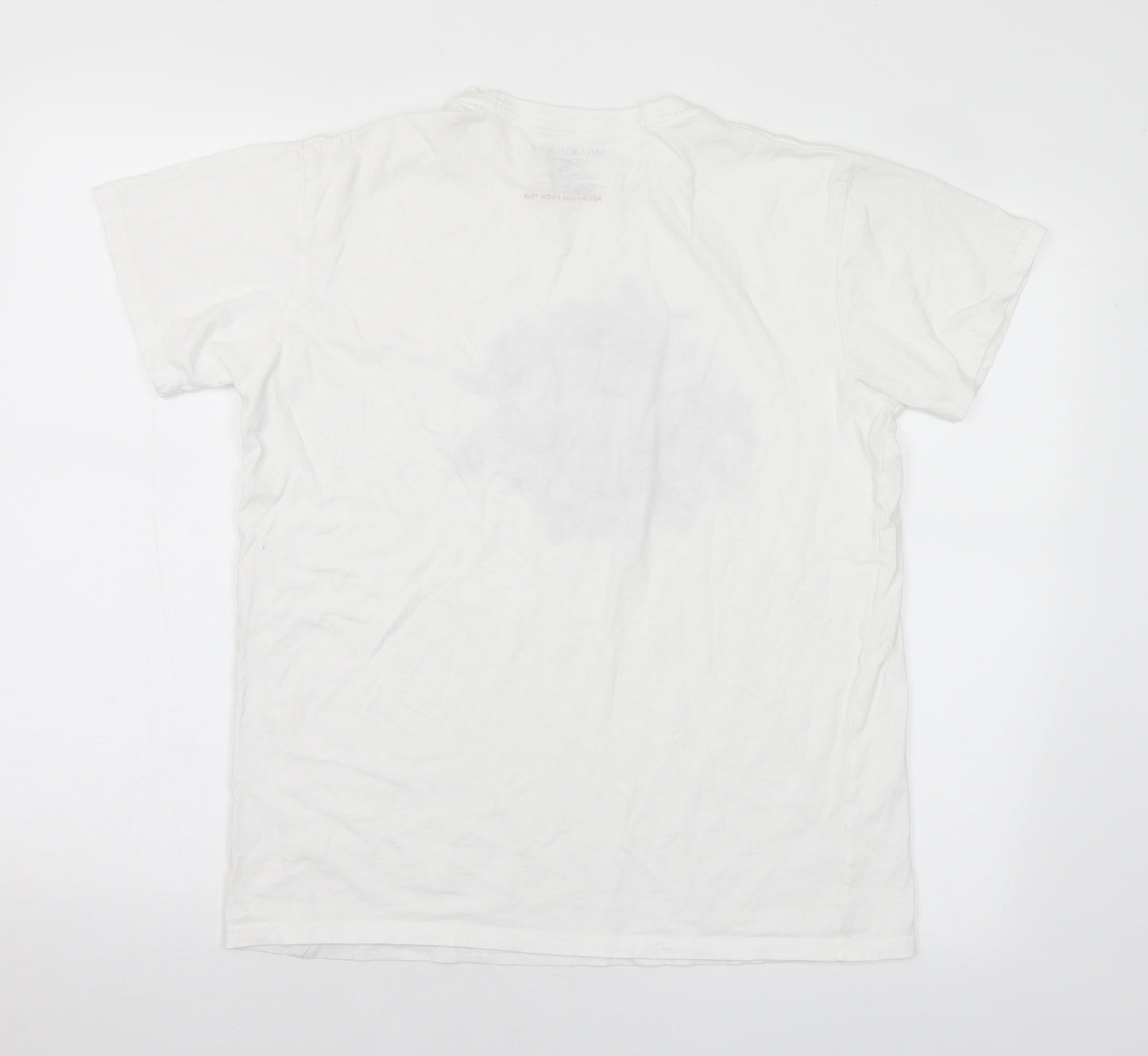 Millionaire Homme Mens White Cotton T-Shirt Size M Crew Neck - Money