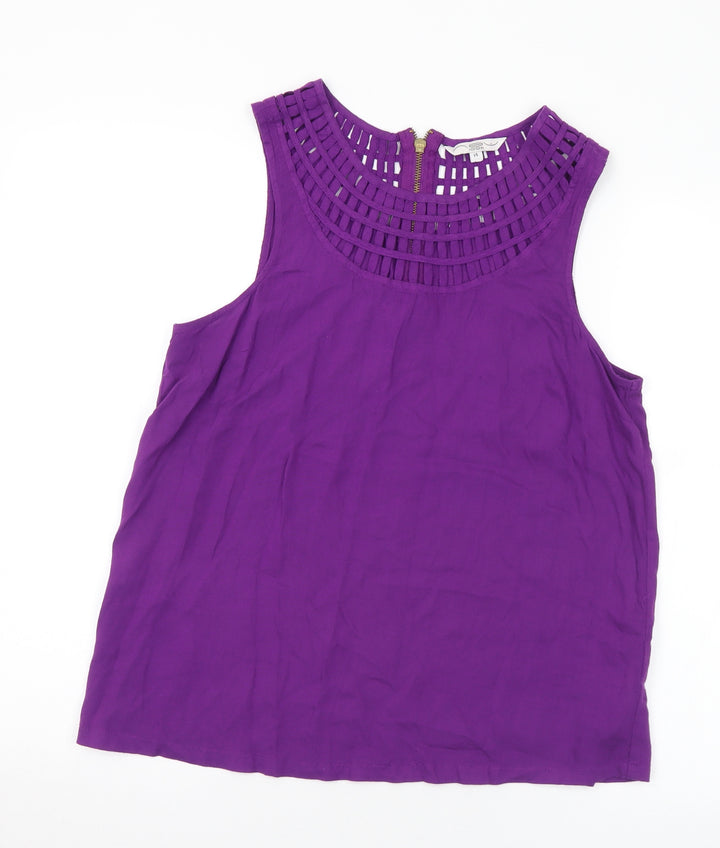 New Look Womens Purple Viscose Basic Blouse Size 14 Round Neck