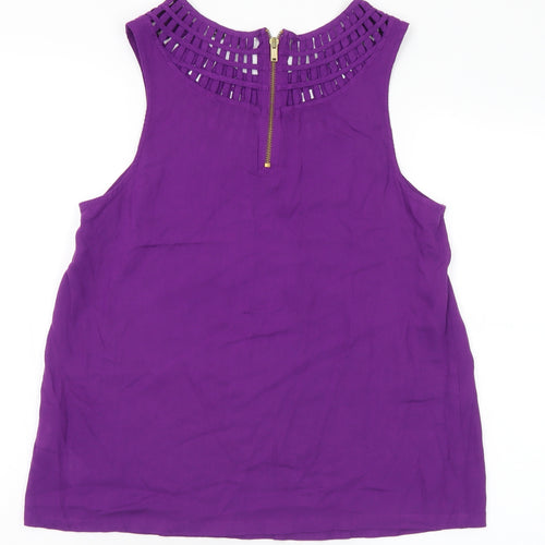 New Look Womens Purple Viscose Basic Blouse Size 14 Round Neck