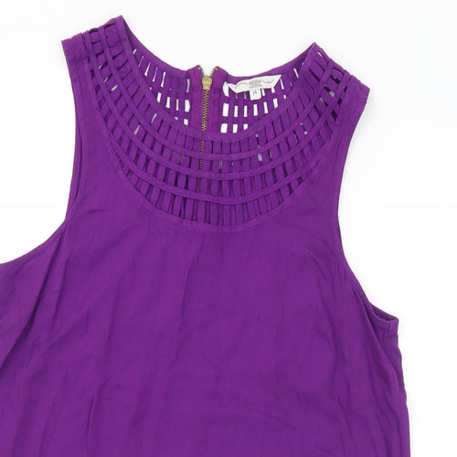 New Look Womens Purple Viscose Basic Blouse Size 14 Round Neck