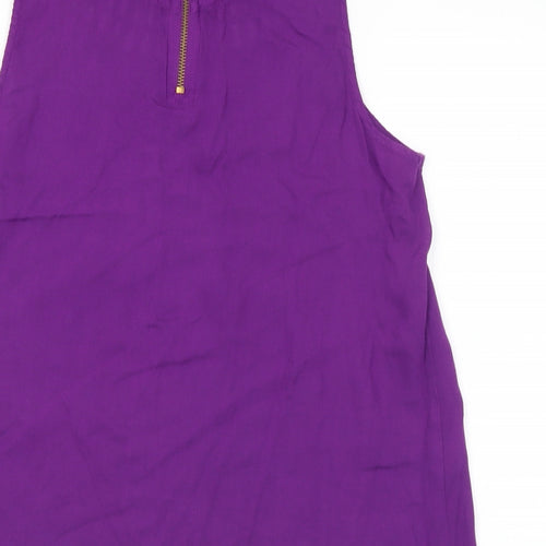 New Look Womens Purple Viscose Basic Blouse Size 14 Round Neck