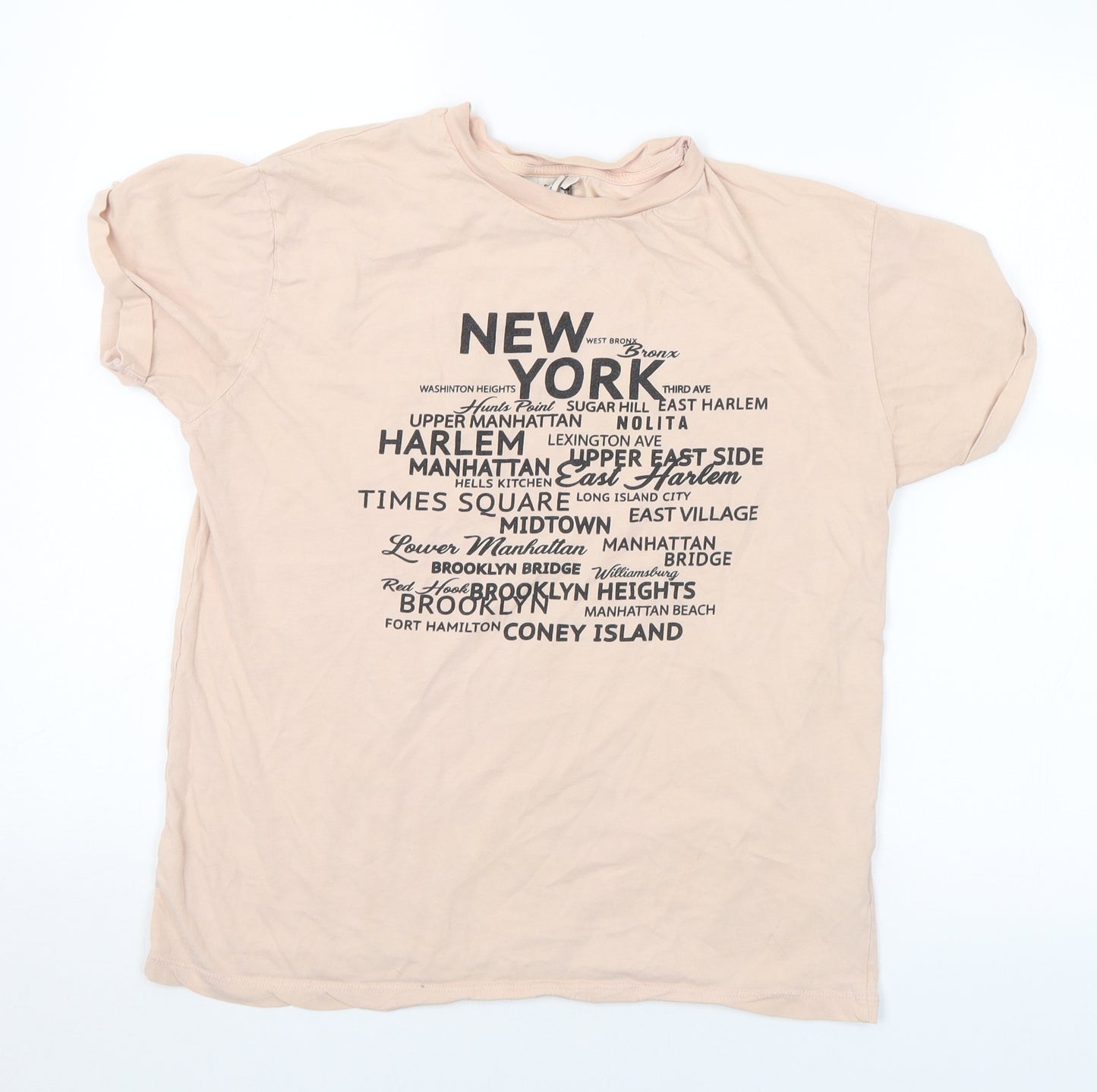 Topshop Womens Pink Cotton Basic T-Shirt Size 6 Crew Neck - NYC