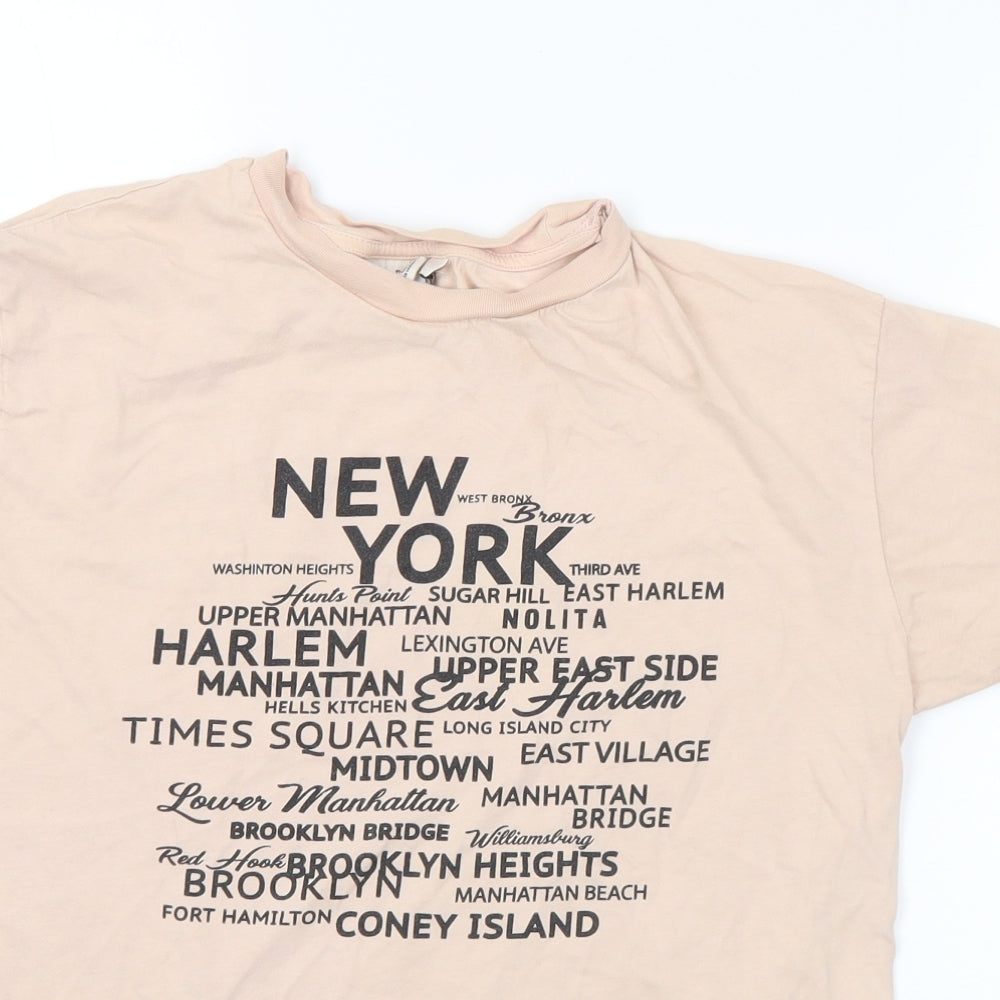 Topshop Womens Pink Cotton Basic T-Shirt Size 6 Crew Neck - NYC