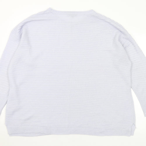 Peacocks Womens Purple Round Neck Acrylic Pullover Jumper Size XL