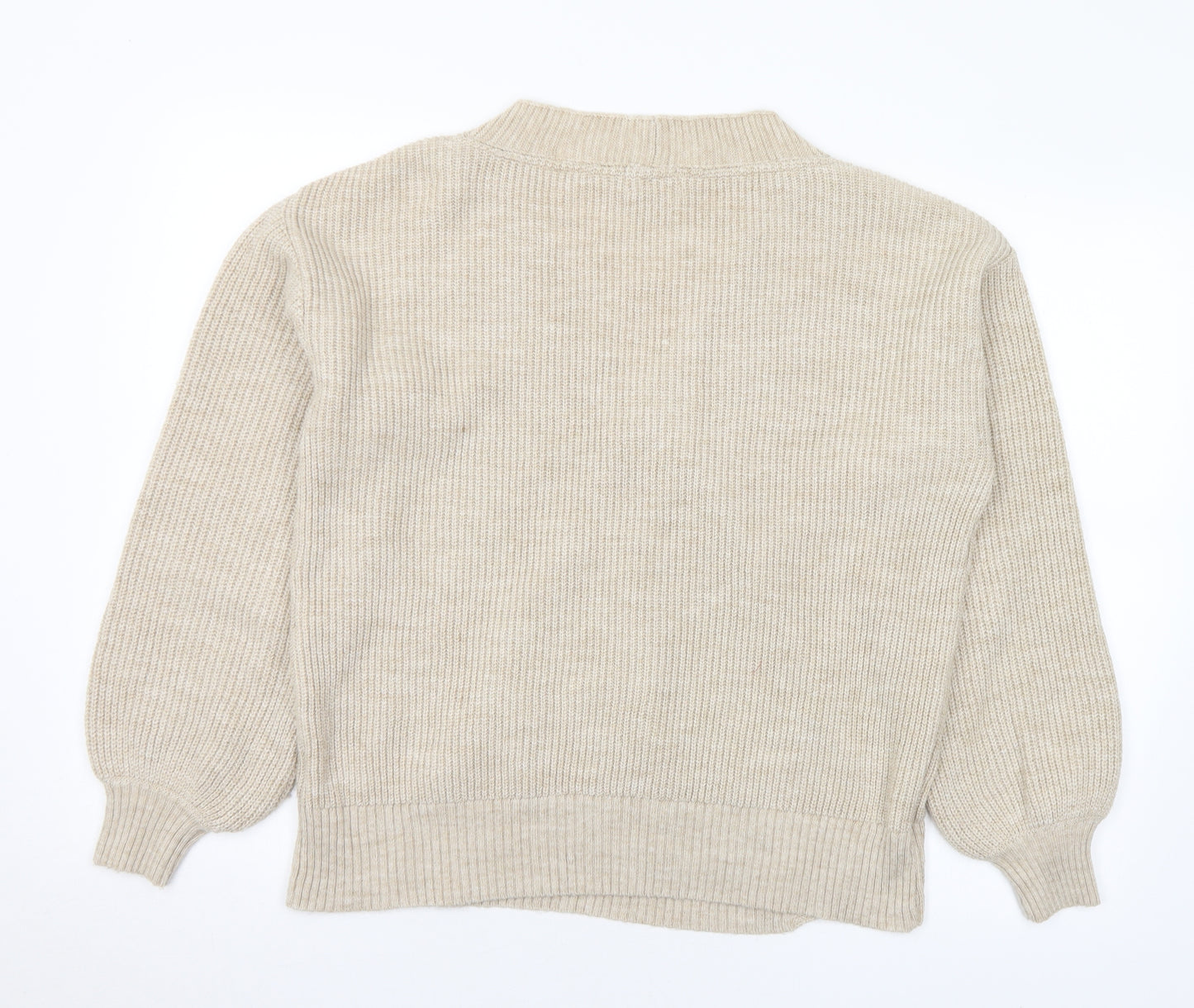 NEXT Womens Beige V-Neck Acrylic Cardigan Jumper Size S