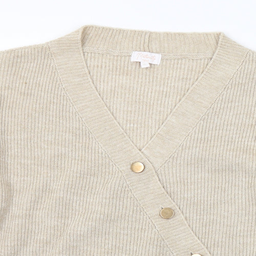 NEXT Womens Beige V-Neck Acrylic Cardigan Jumper Size S