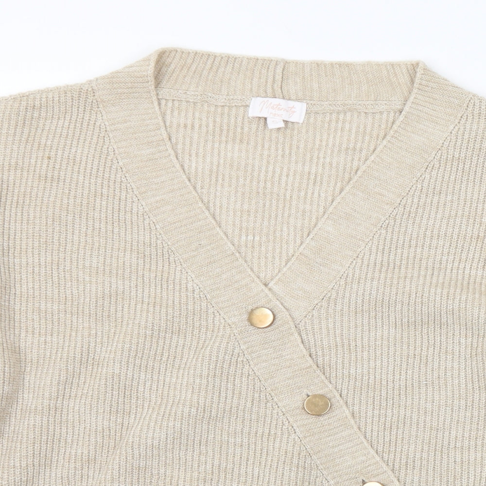 NEXT Womens Beige V-Neck Acrylic Cardigan Jumper Size S