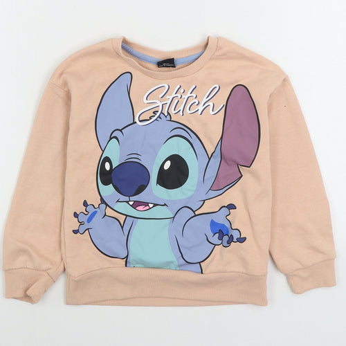 Primark Girls Pink Cotton Pullover Sweatshirt Size 7-8 Years Pullover - Stitch