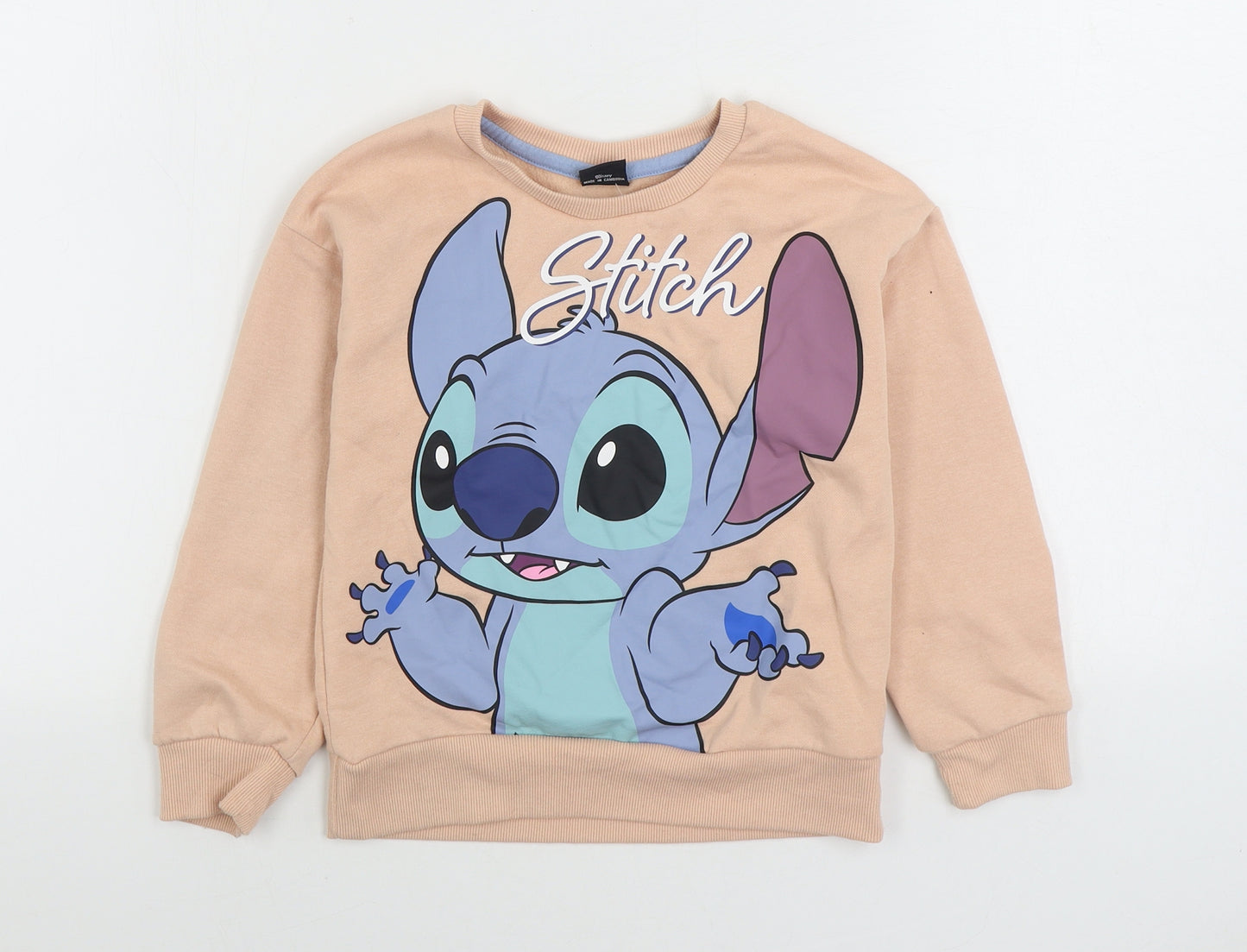 Primark Girls Pink Cotton Pullover Sweatshirt Size 7-8 Years Pullover - Stitch