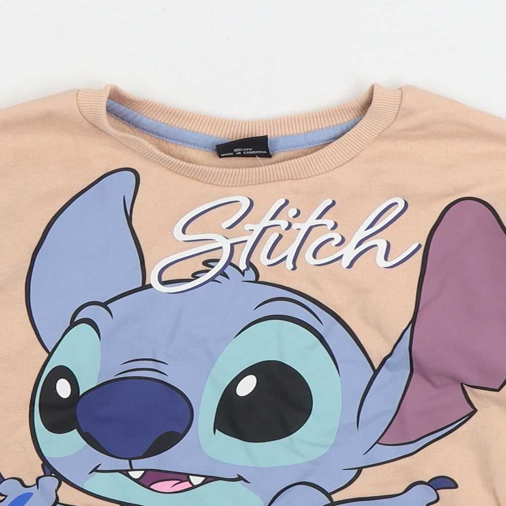 Primark Girls Pink Cotton Pullover Sweatshirt Size 7-8 Years Pullover - Stitch