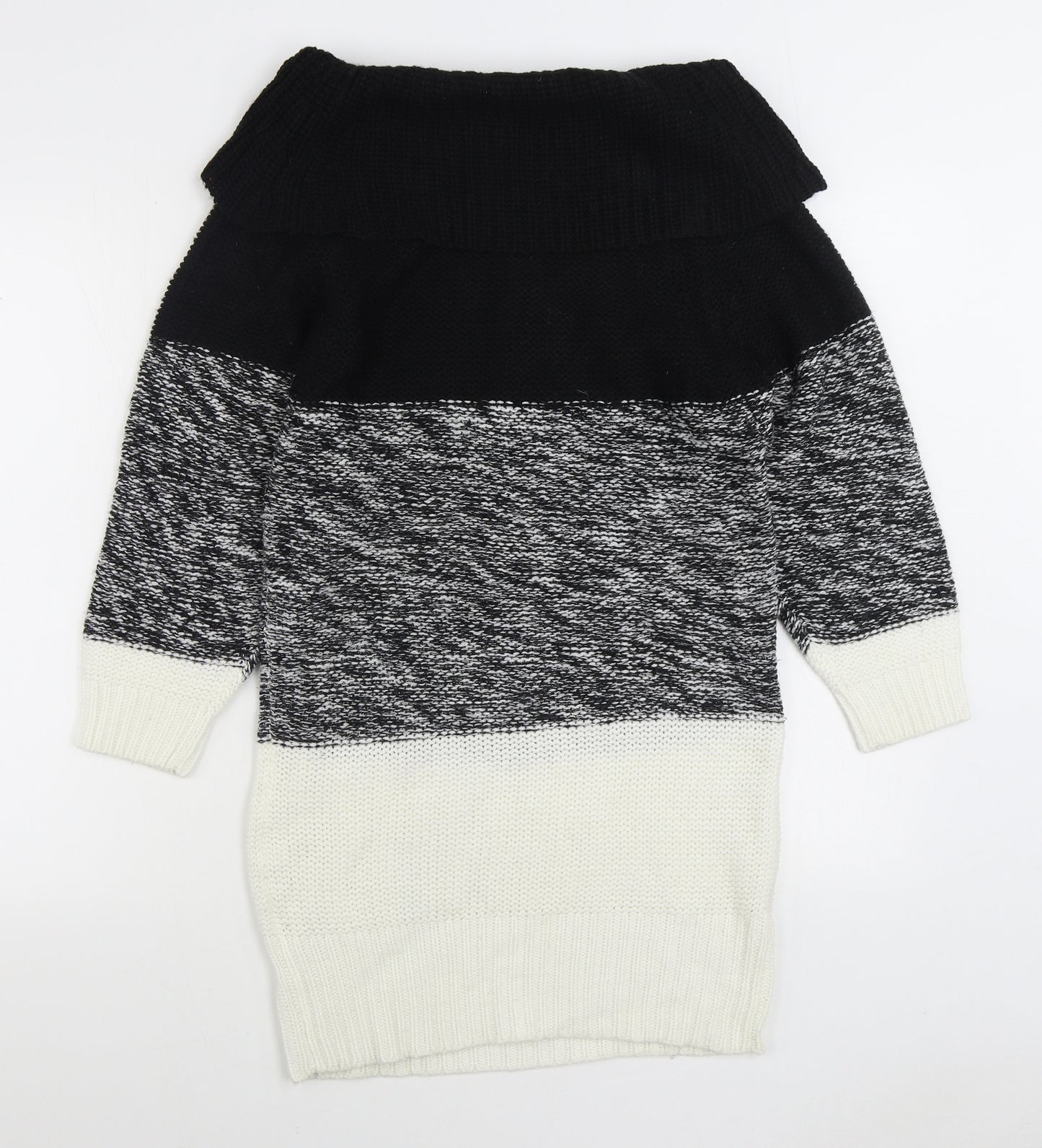 Preworn Womens Grey Roll Neck Striped Acrylic Pullover Jumper Size S