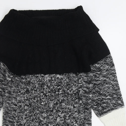 Preworn Womens Grey Roll Neck Striped Acrylic Pullover Jumper Size S