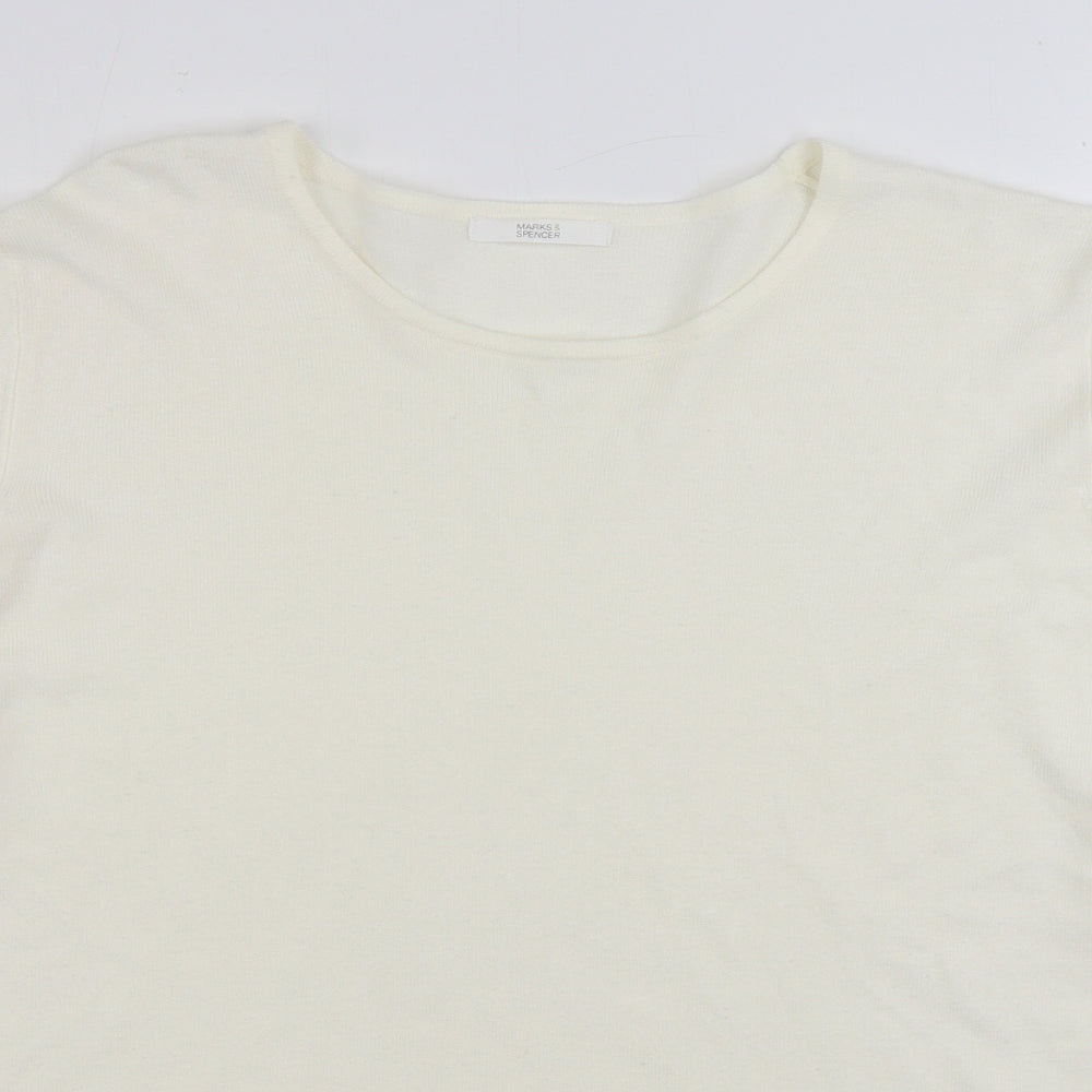 Marks and Spencer Womens White Round Neck Acrylic Pullover Jumper Size 20