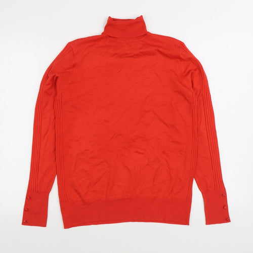 Marks and Spencer Womens Red Roll Neck Viscose Pullover Jumper Size 16