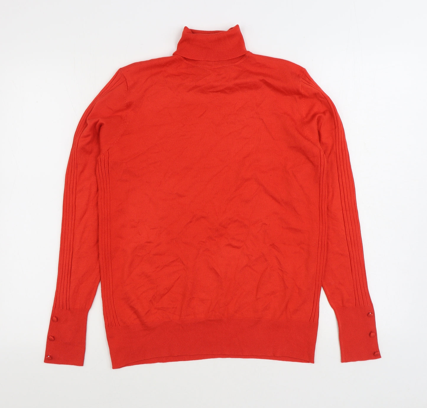 Marks and Spencer Womens Red Roll Neck Viscose Pullover Jumper Size 16