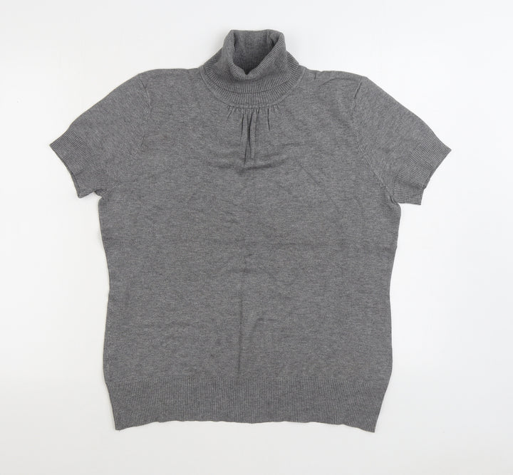 H&M Womens Grey Roll Neck Viscose Pullover Jumper Size M