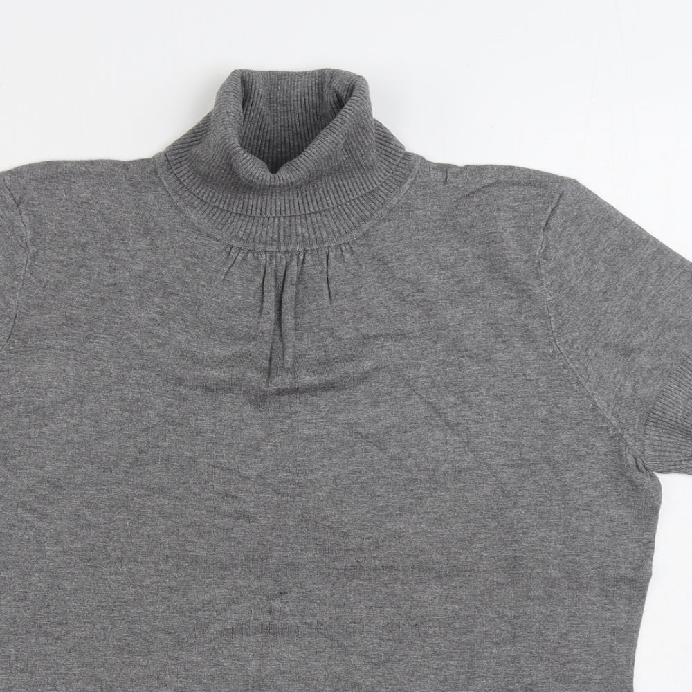 H&M Womens Grey Roll Neck Viscose Pullover Jumper Size M