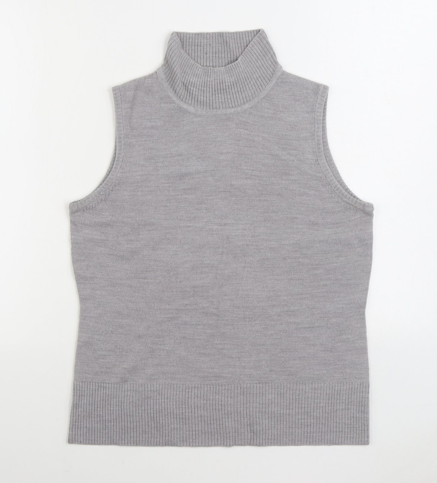 F&F Womens Grey High Neck Acrylic Vest Jumper Size 18